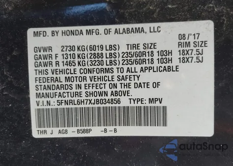 2018 Honda Odyssey Ex-L from USA, damaged, VIN 5FNRL6H7XJB034856